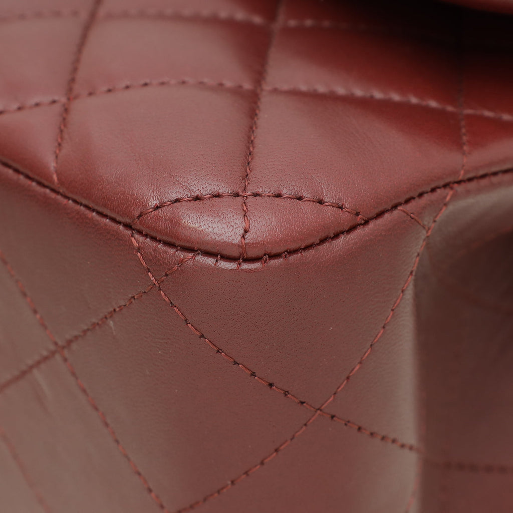 Chanel Burgundy CC Classic Double Flap Jumbo Bag