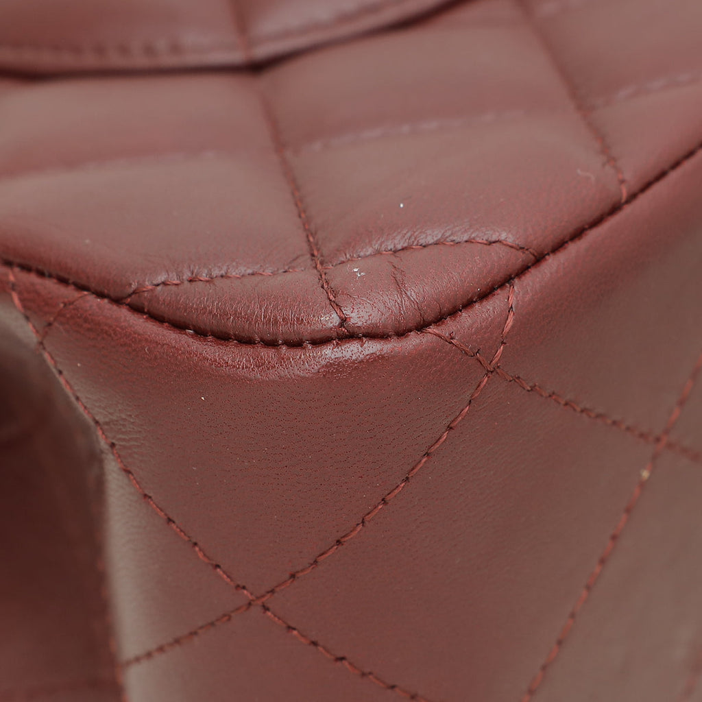 Chanel Burgundy CC Classic Double Flap Jumbo Bag