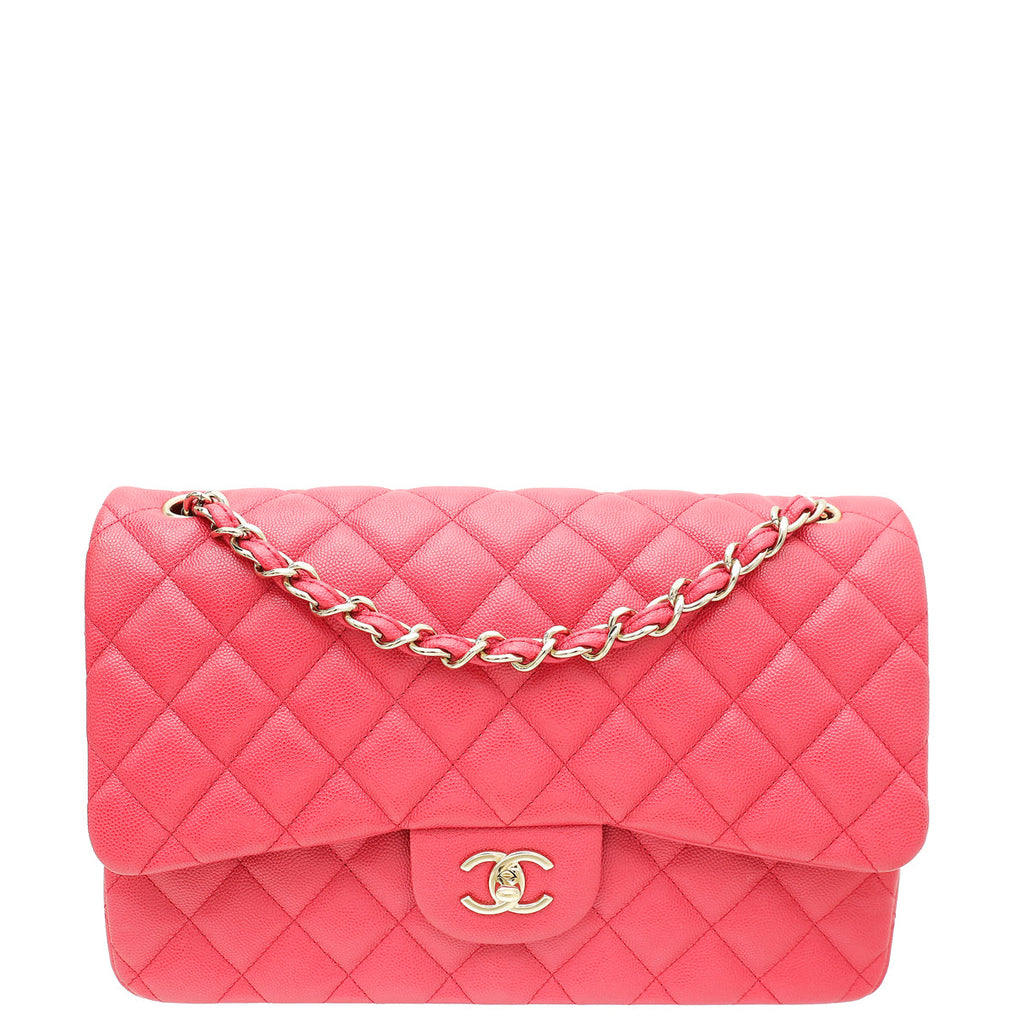 Chanel Pink CC Classic Double Flap Jumbo Bag