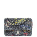 Chanel Grey Multicolor Logo CC Sequins Small Flap Evening Bag