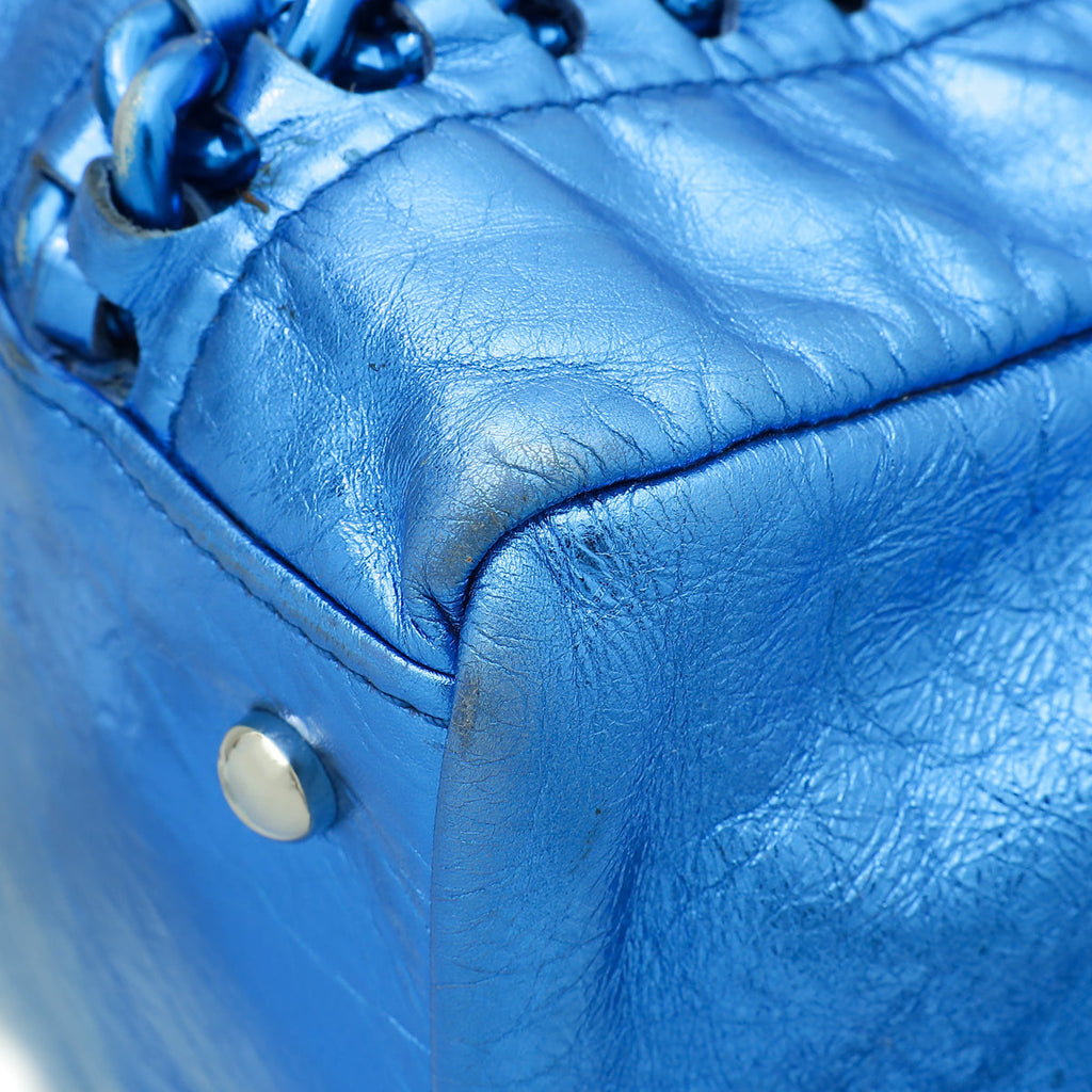 Chanel Metallic Blue Modern Chain Tote Bag