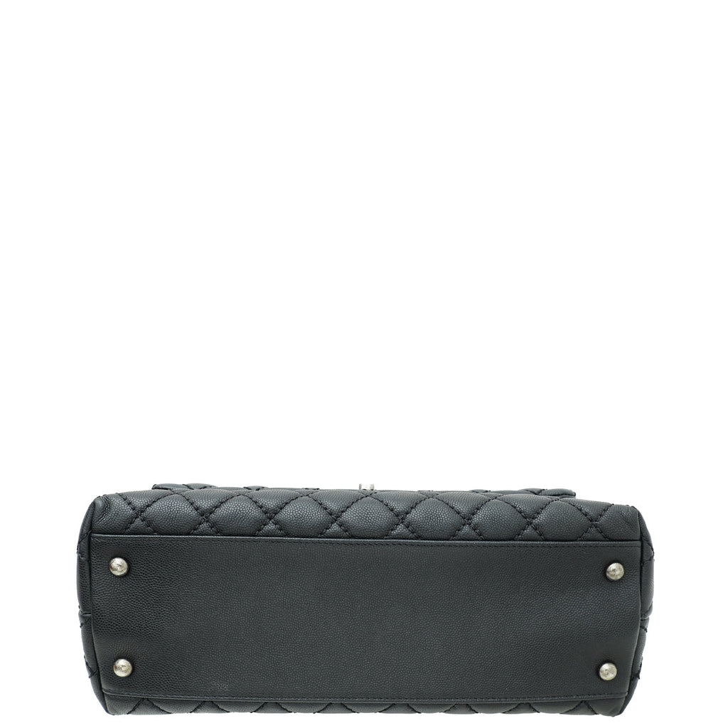 Chanel Black CC Coco Handle Lizard Top Handle Bag