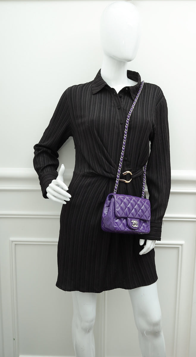 Chanel Purple Classic Flap Mini Square Bag