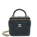 Chanel Dark Blue Mini Vanity Case Top Handle Bag