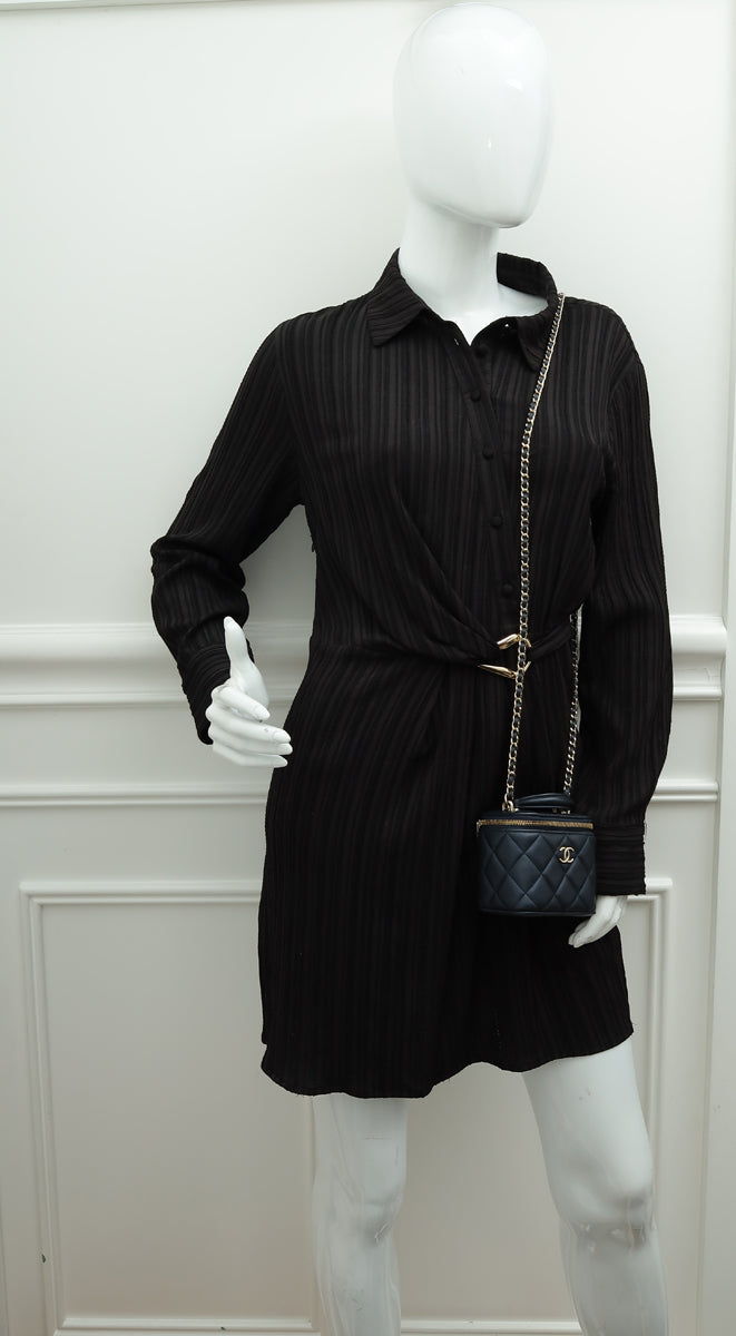 Chanel Dark Blue Mini Vanity Case Top Handle Bag