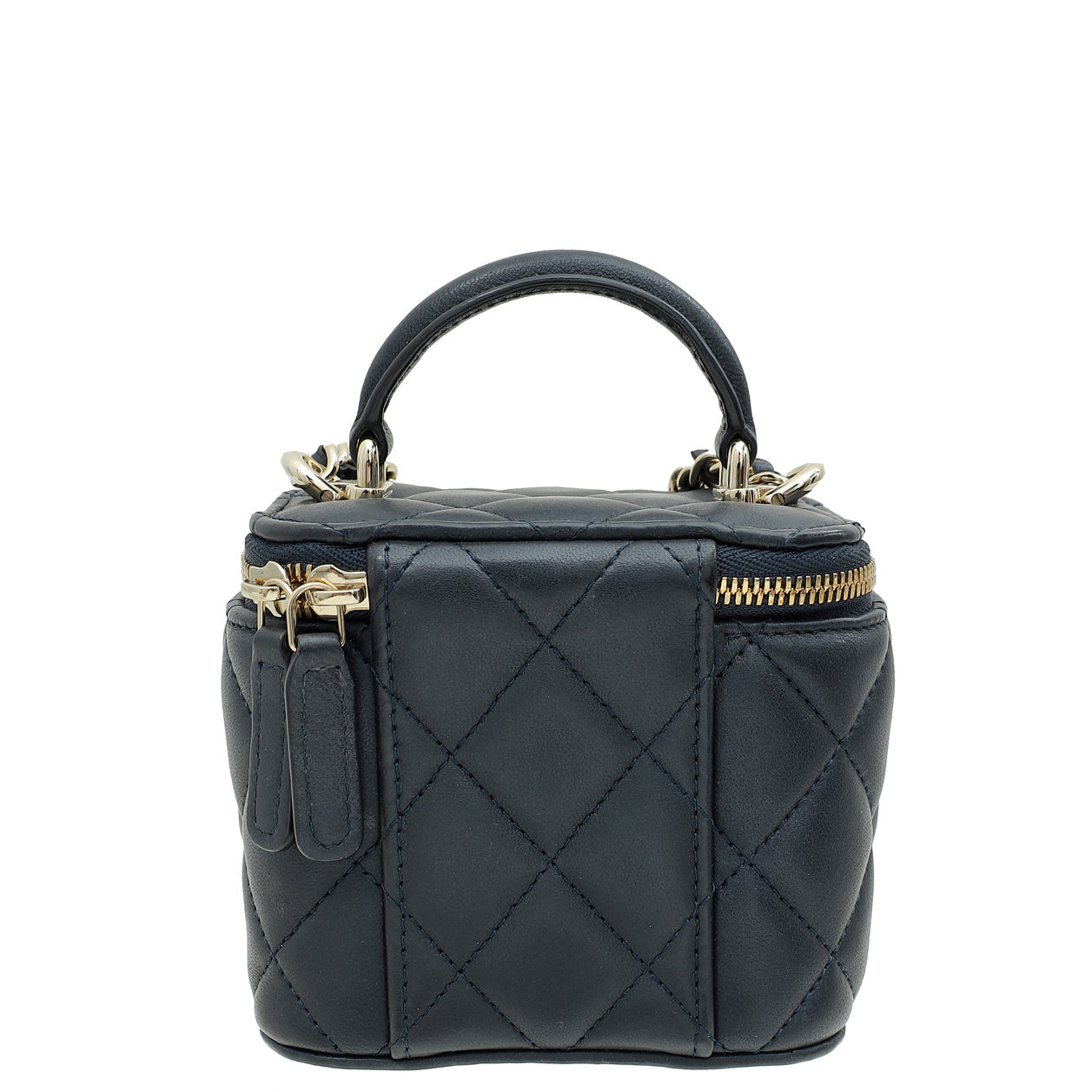 Chanel Dark Blue Mini Vanity Case Top Handle Bag