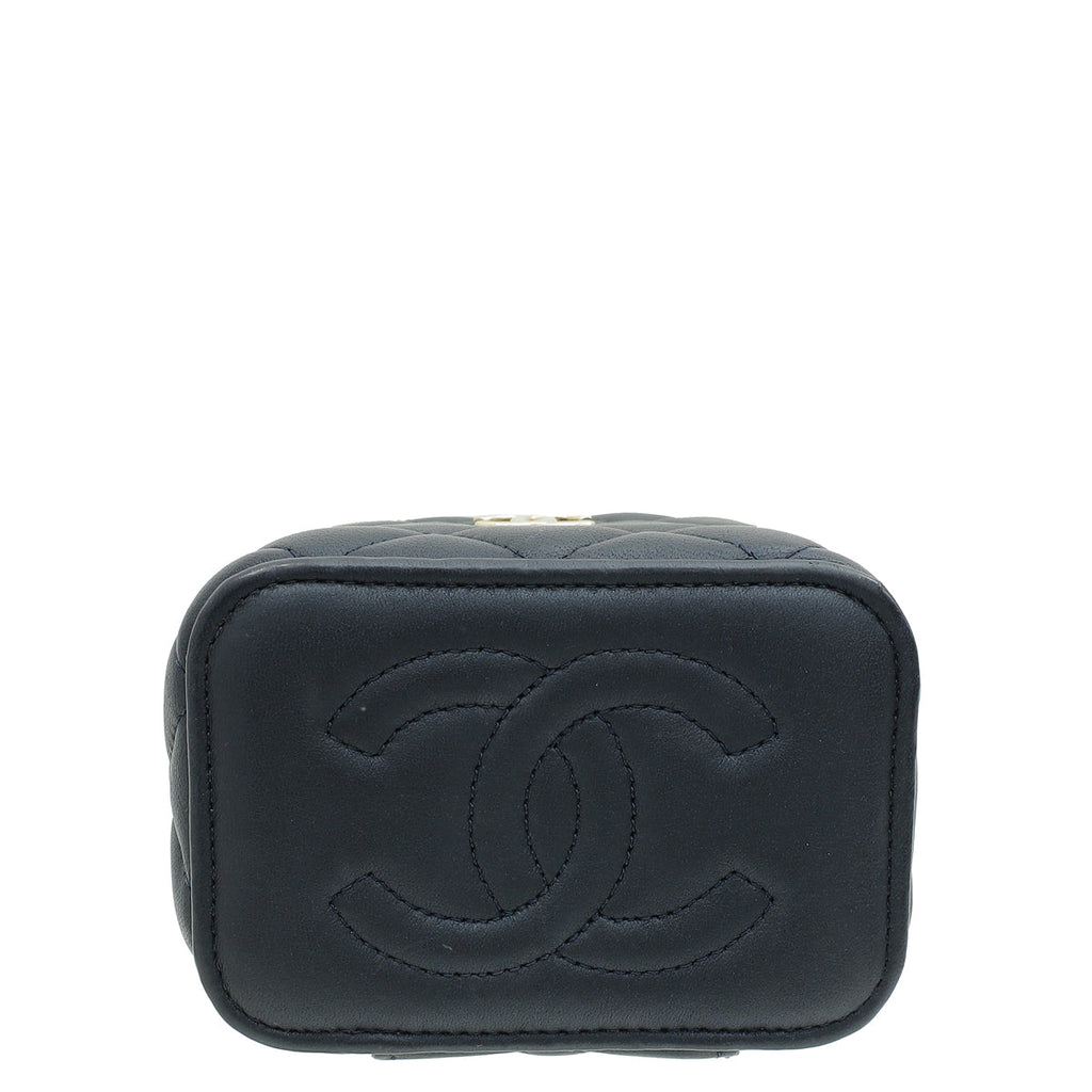 Chanel Dark Blue Mini Vanity Case Top Handle Bag