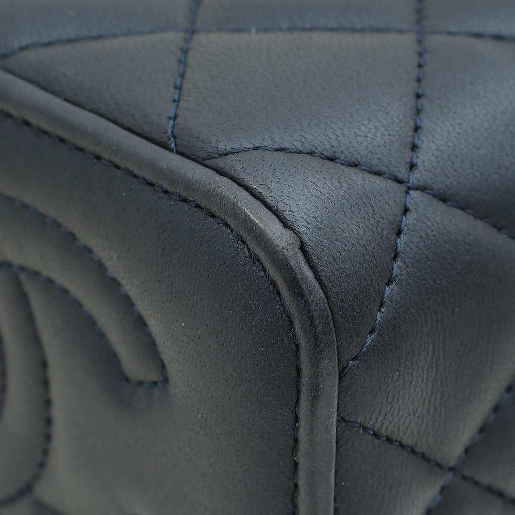 Chanel Dark Blue Mini Vanity Case Top Handle Bag