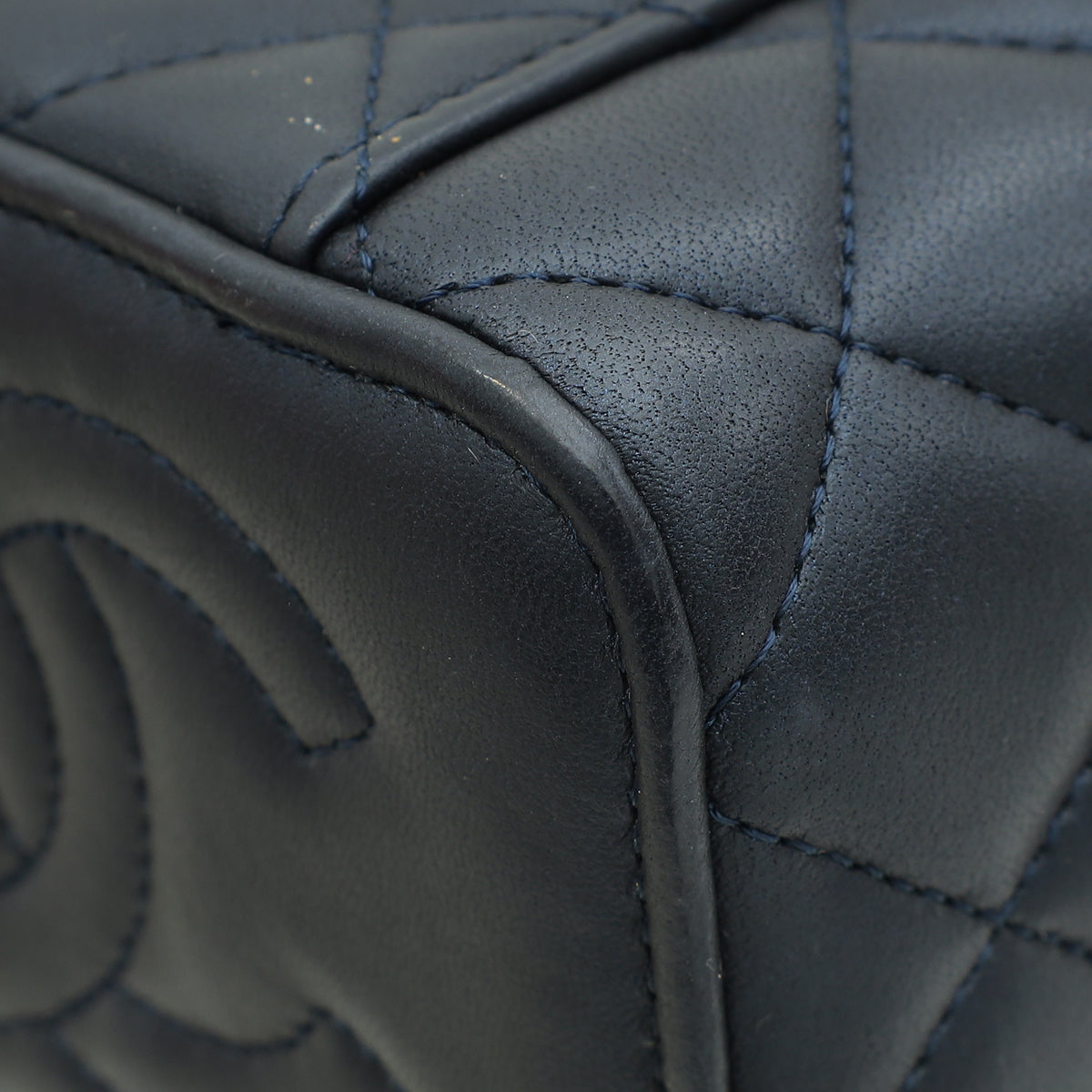 Chanel Dark Blue Mini Vanity Case Top Handle Bag