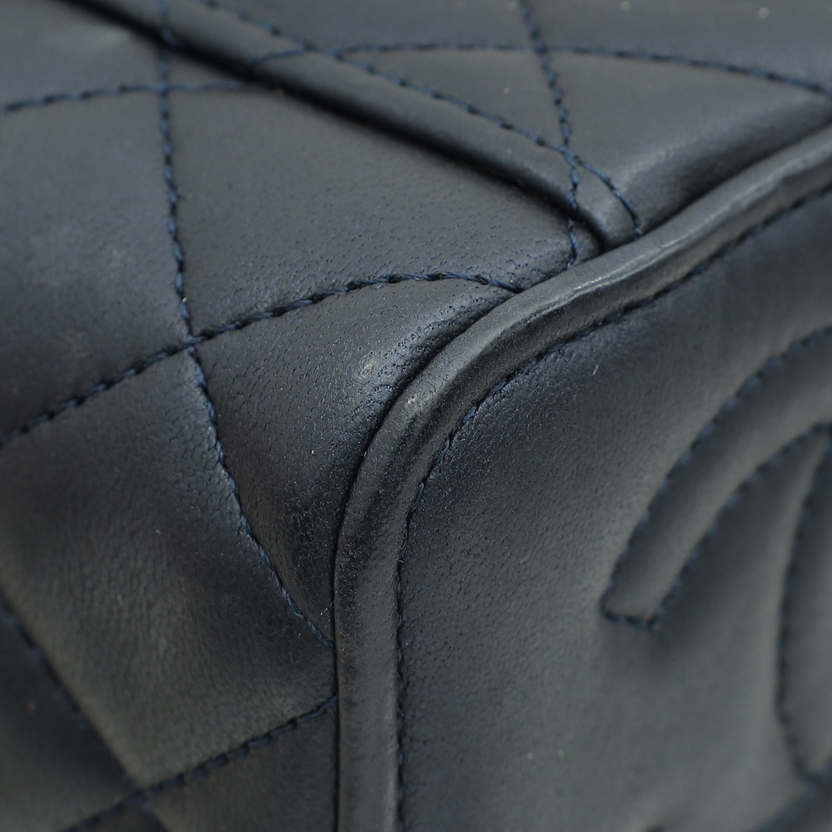 Chanel Dark Blue Mini Vanity Case Top Handle Bag