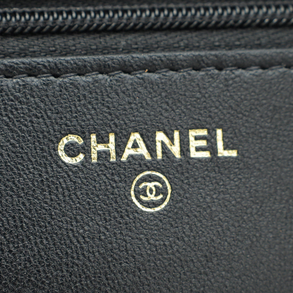 Chanel Black Logo Top Handle Wallet on Chain