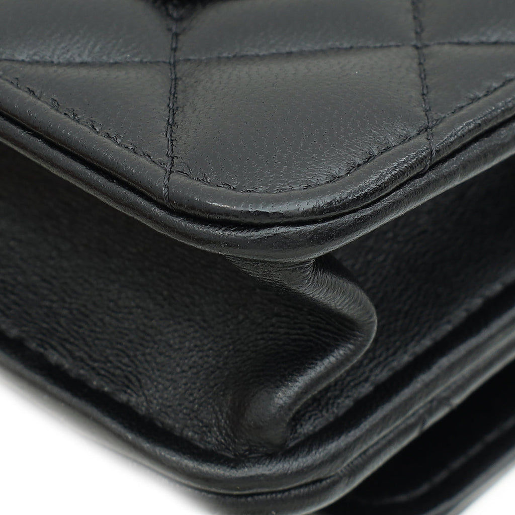 Chanel Black Logo Top Handle Wallet on Chain