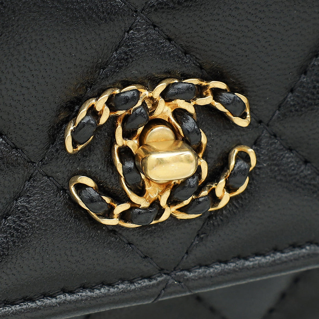 Chanel Black Logo Top Handle Wallet on Chain