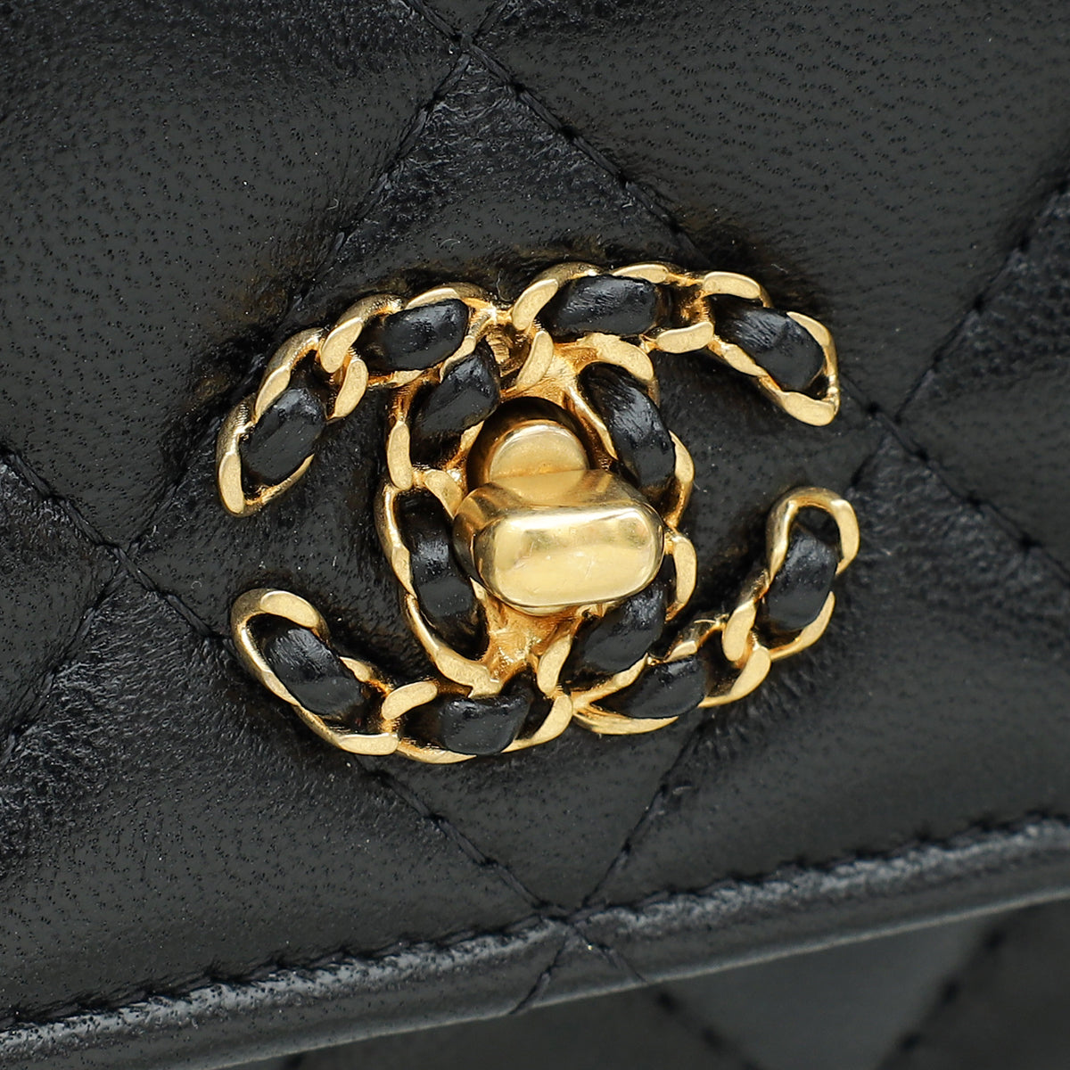 Chanel Black Logo Top Handle Wallet on Chain