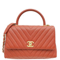 Chanel Rust Orange Chevron Coco Handle Bag
