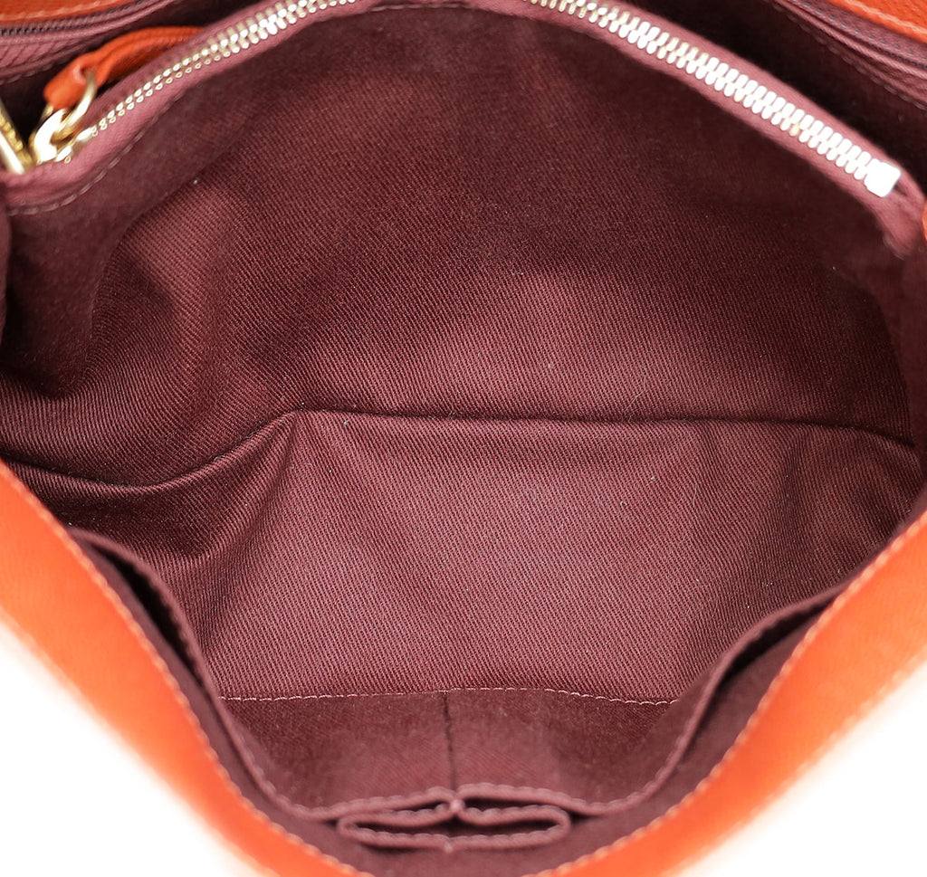Chanel Rust Orange Chevron Coco Handle Bag