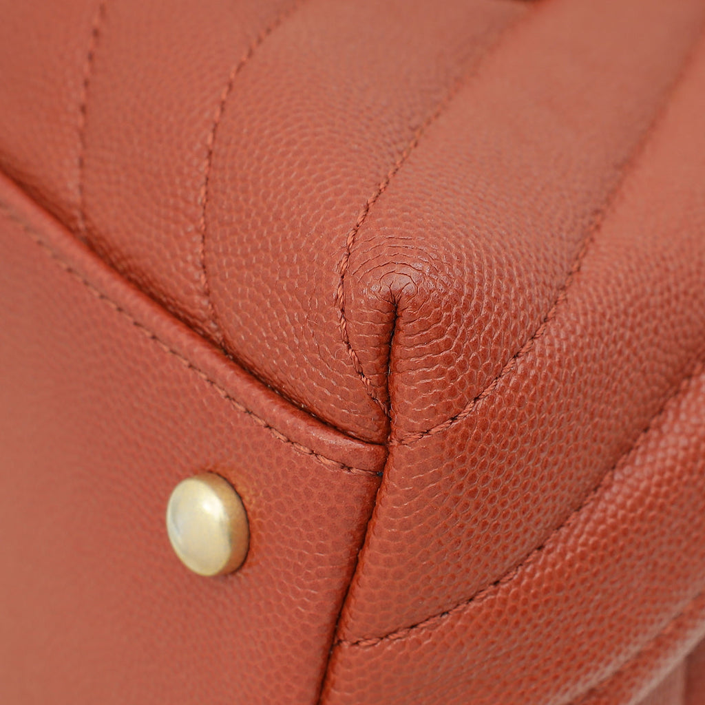 Chanel Rust Orange Chevron Coco Handle Bag