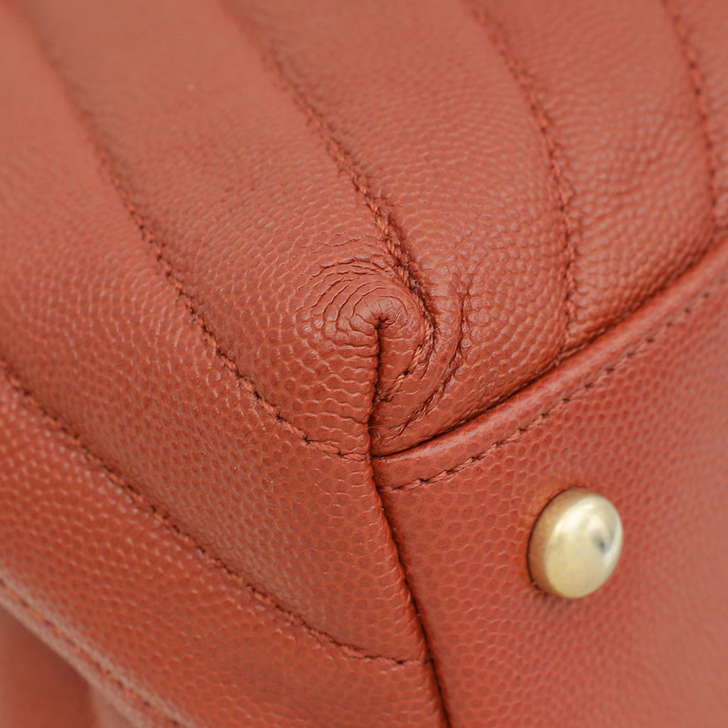 Chanel Rust Orange Chevron Coco Handle Bag