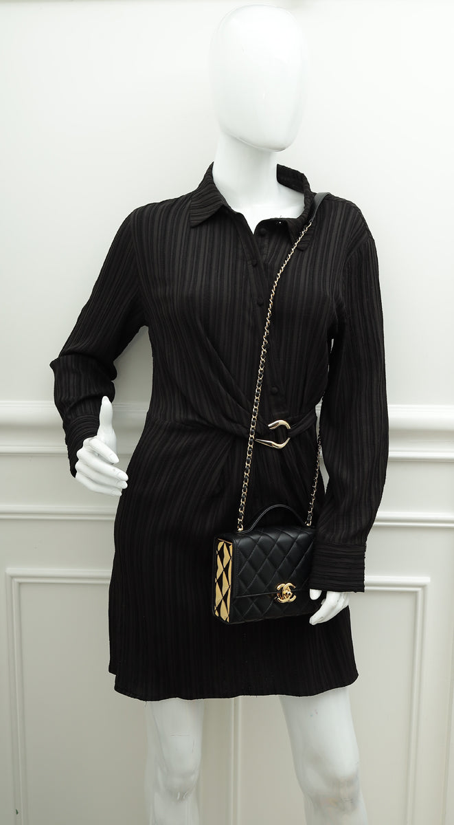 Chanel Bicolor CC Top Handle Mini Flap Bag