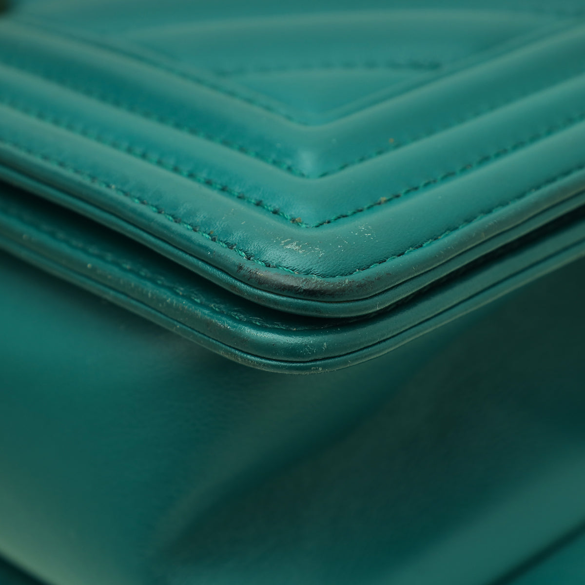 Chanel Teal Le Boy Chevron Medium Bag