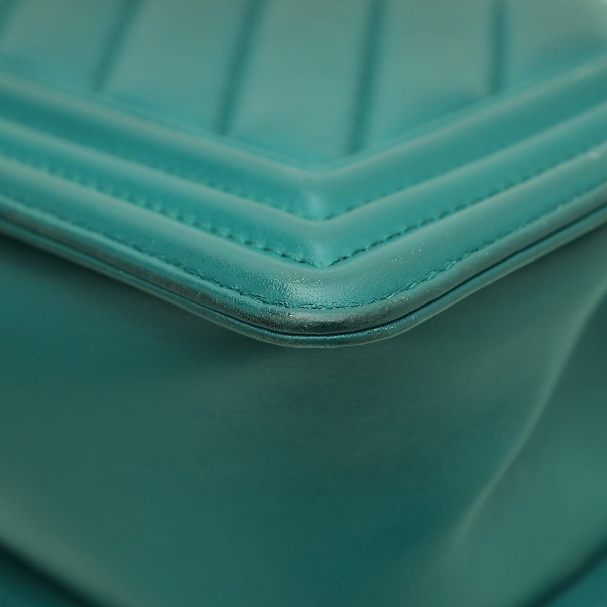 Chanel Teal Le Boy Chevron Medium Bag