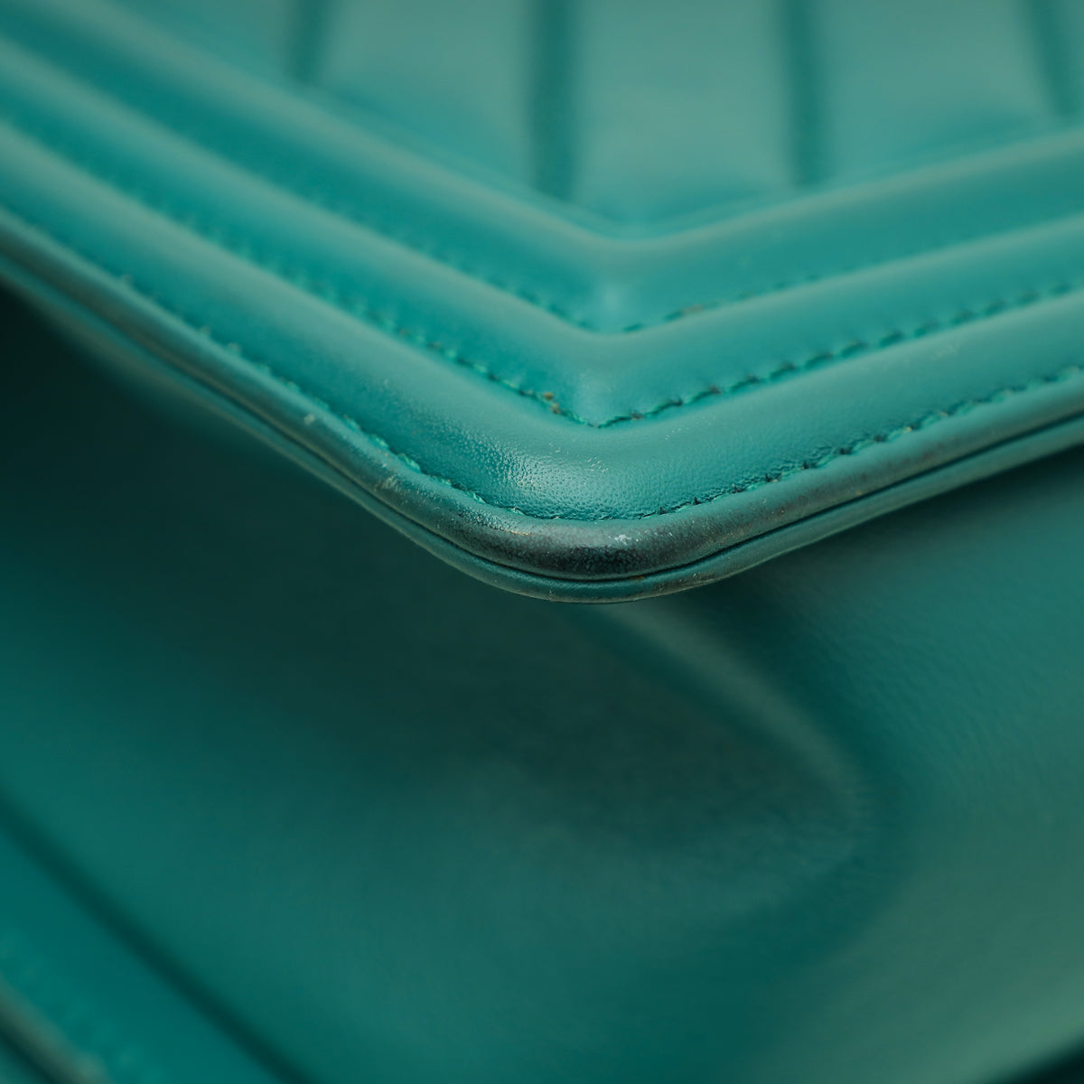 Chanel Teal Le Boy Chevron Medium Bag