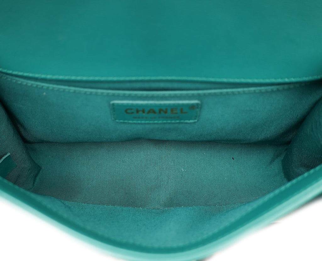 Chanel Teal Le Boy Chevron Medium Bag