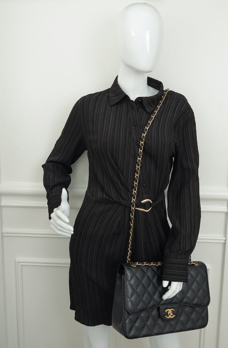 Chanel Black CC Classic Double Flap Jumbo Bag