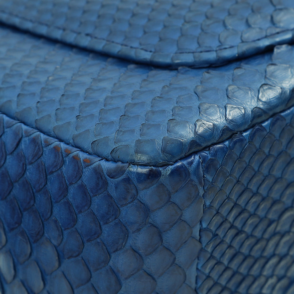 Chanel Blue Classic Python Mini Rectangular Flap Bag