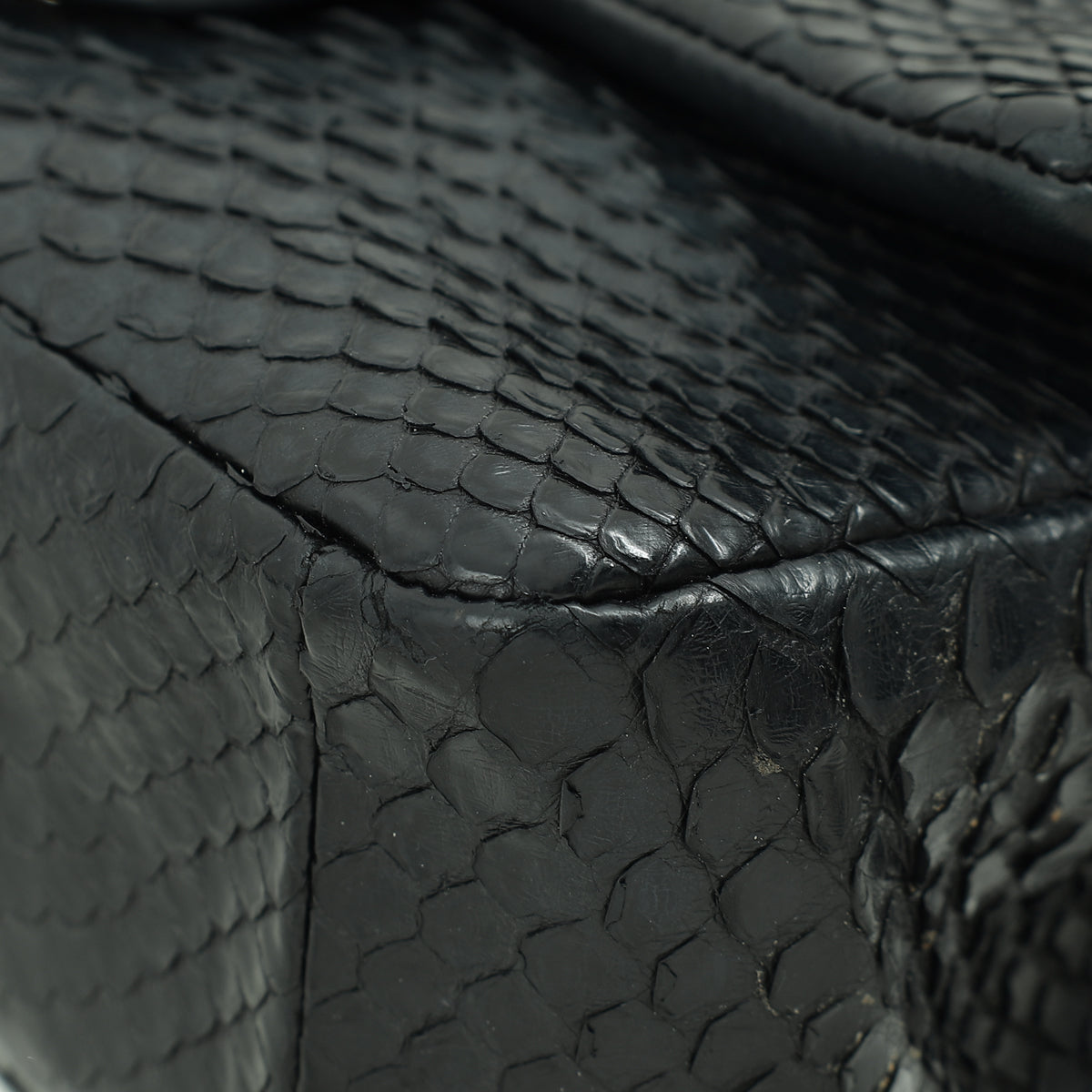 Chanel Black Classic Python Mini Rectangular Flap Bag