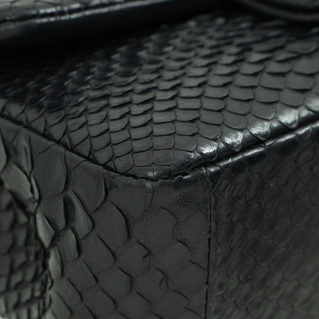 Chanel Black Classic Python Mini Rectangular Flap Bag