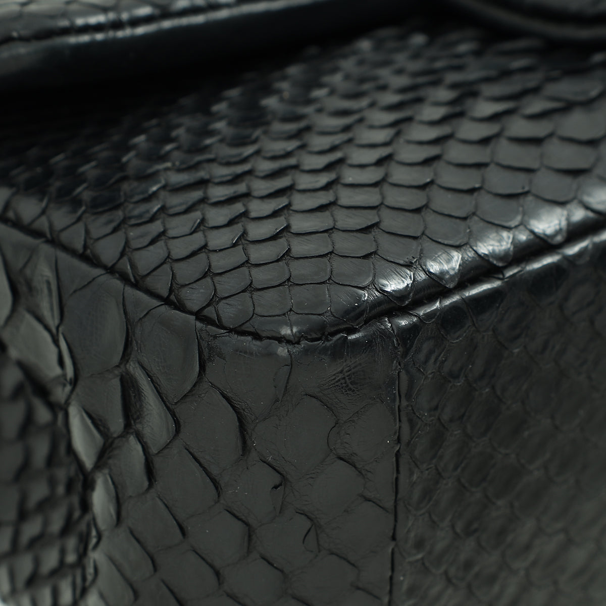 Chanel Black Classic Python Mini Rectangular Flap Bag