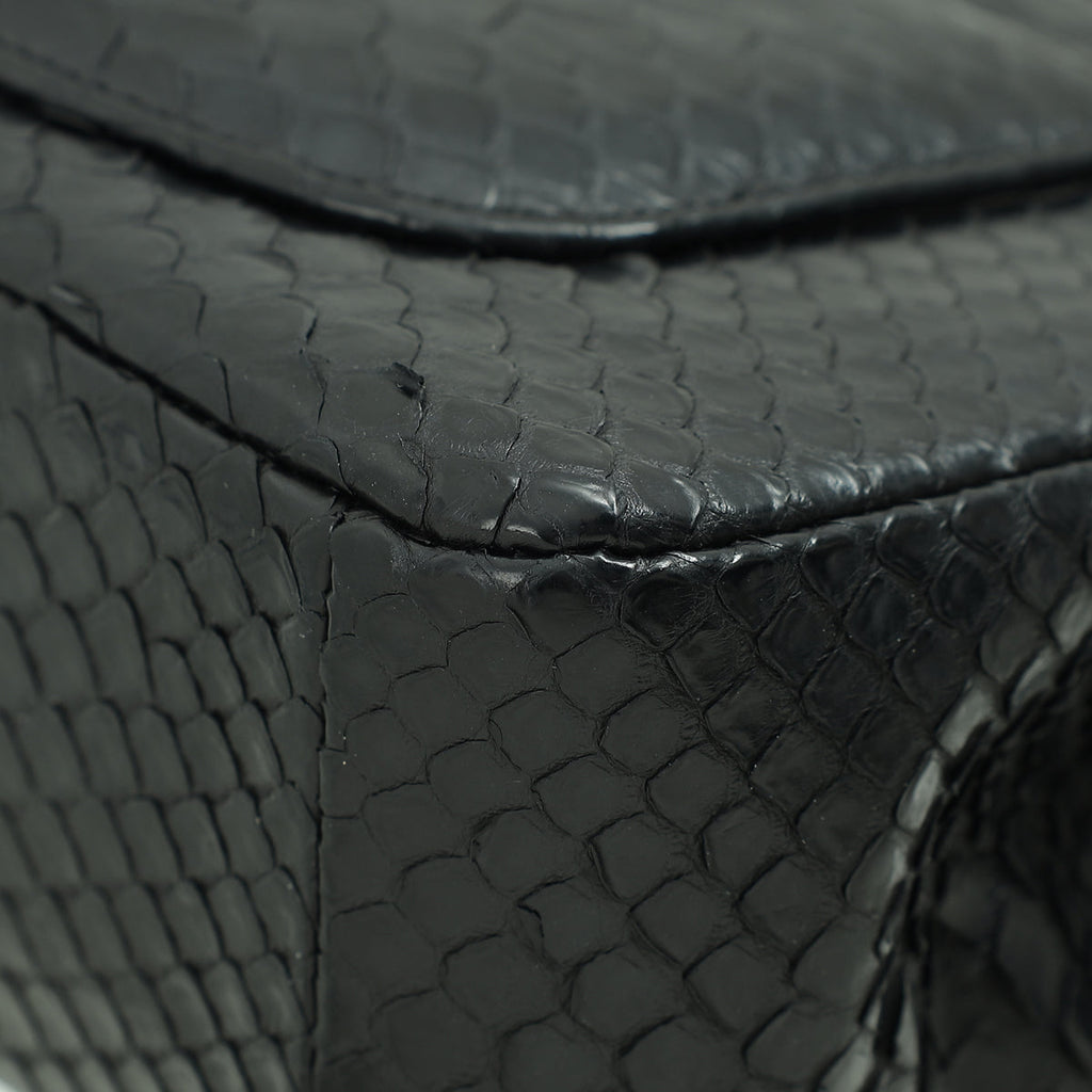 Chanel Black Classic Python Mini Rectangular Flap Bag