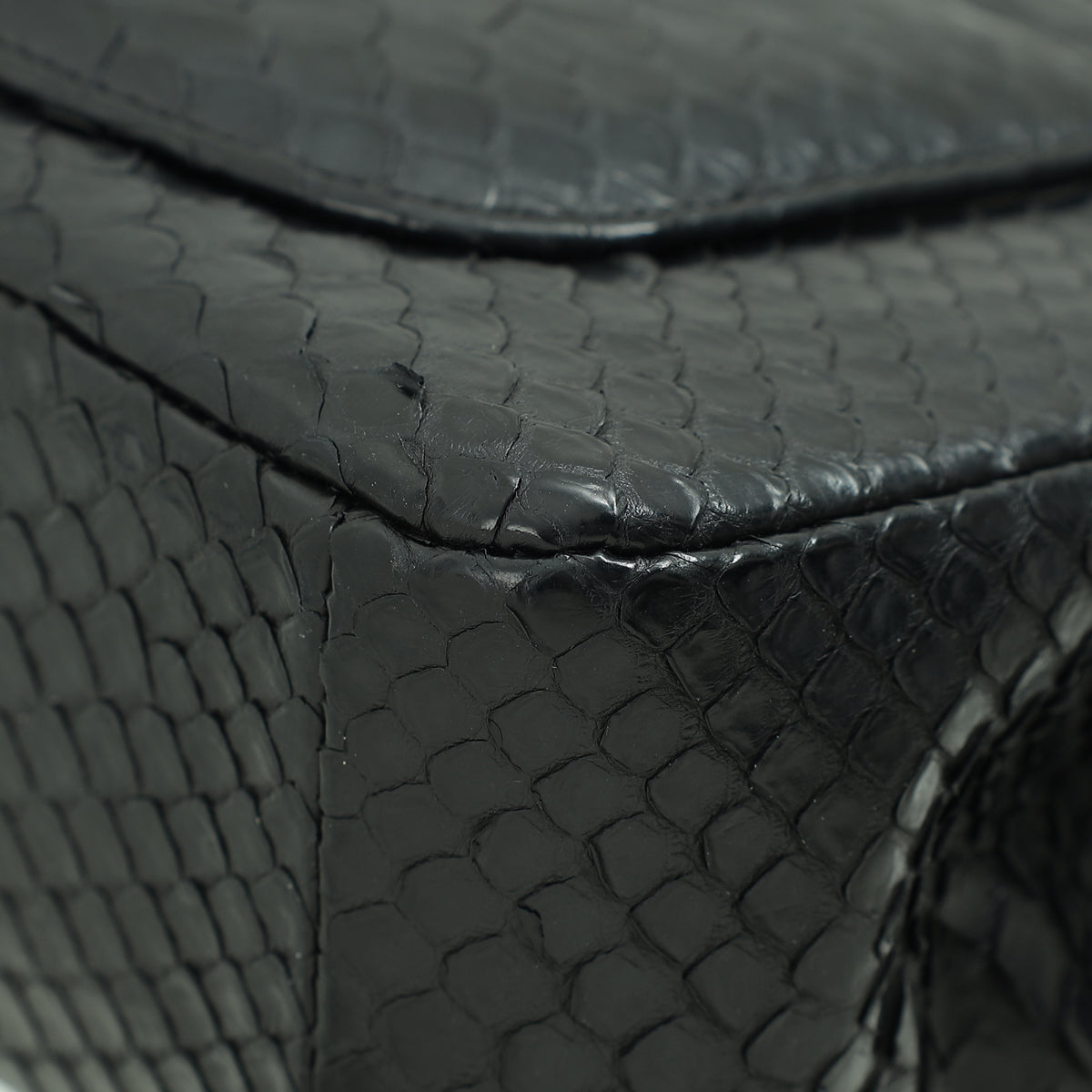 Chanel Black Classic Python Mini Rectangular Flap Bag