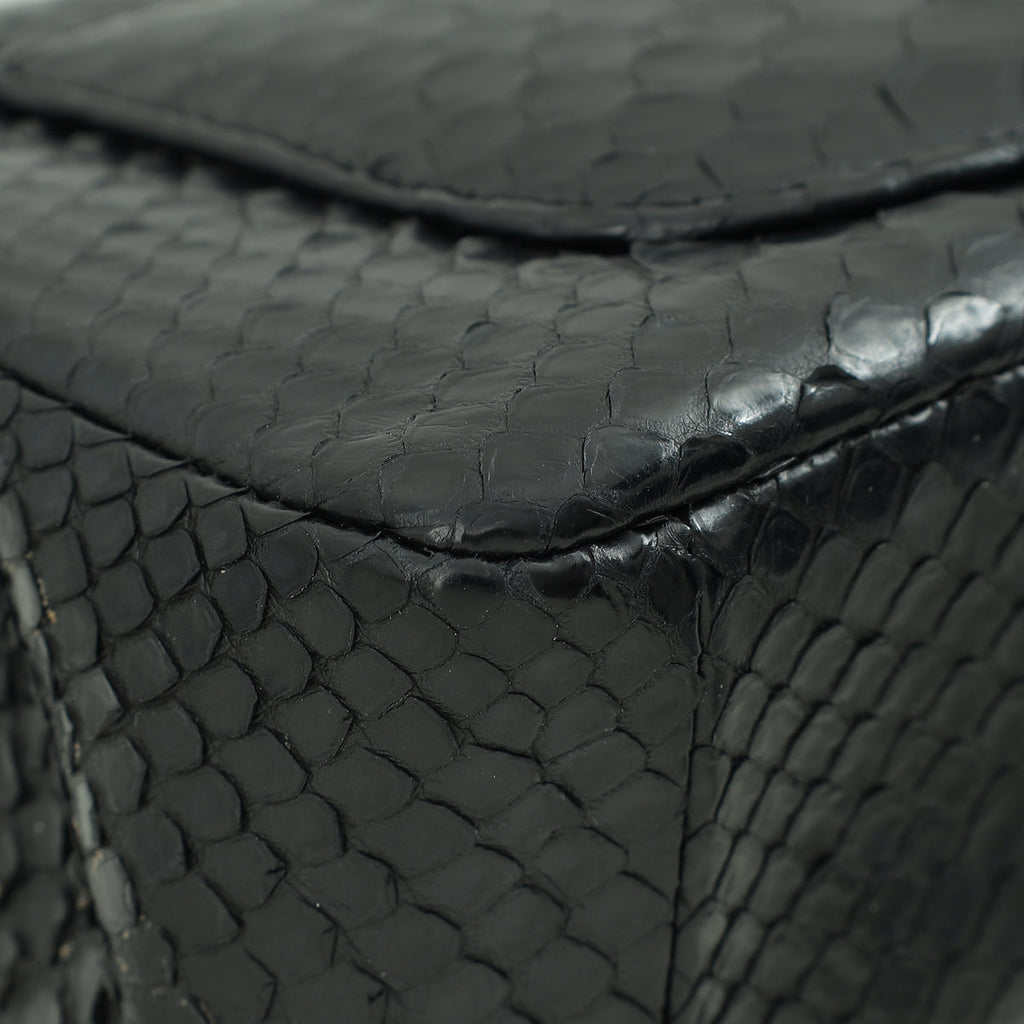 Chanel Black Classic Python Mini Rectangular Flap Bag