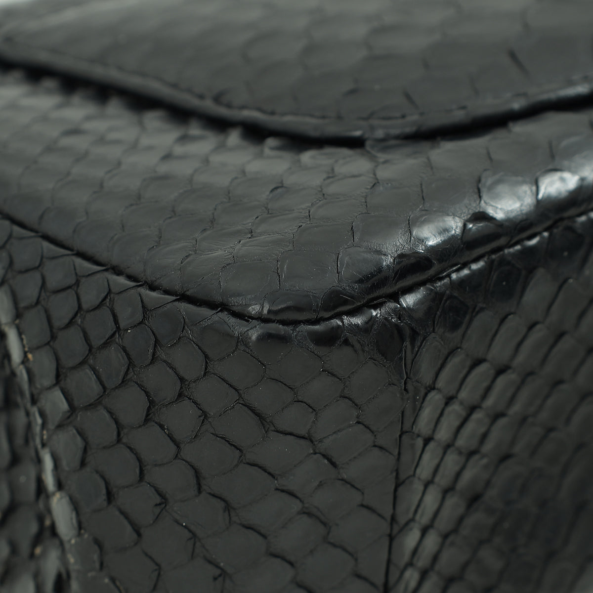 Chanel Black Classic Python Mini Rectangular Flap Bag
