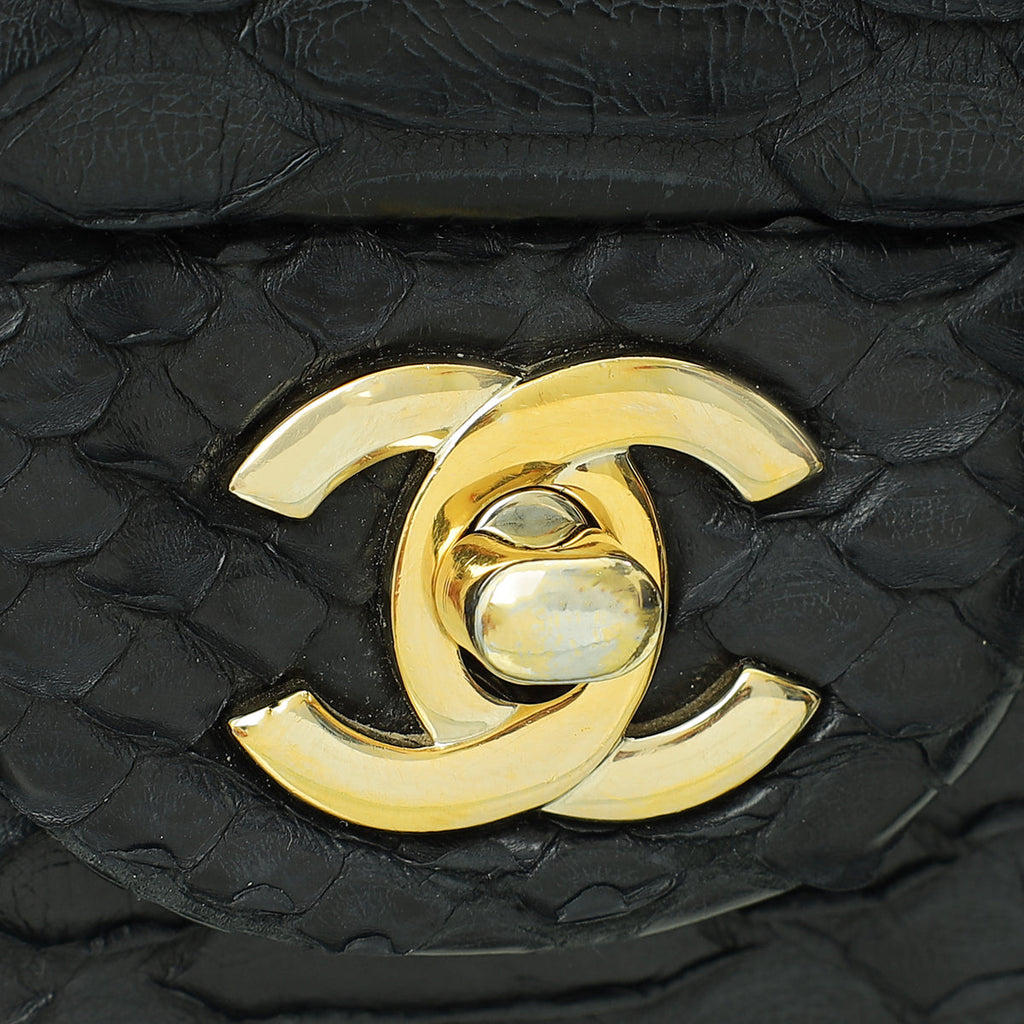 Chanel Black Classic Python Mini Rectangular Flap Bag