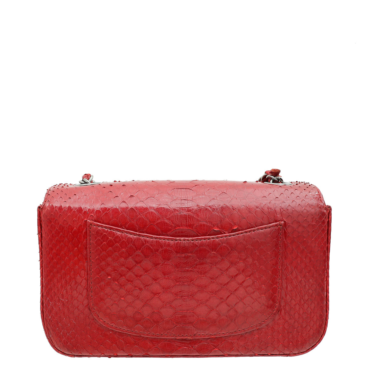 Chanel Red Classic Python Mini Rectangular Flap Bag