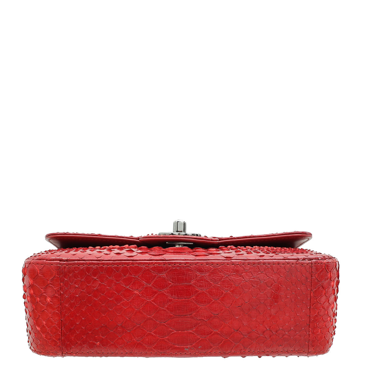 Chanel Red Classic Python Mini Rectangular Flap Bag