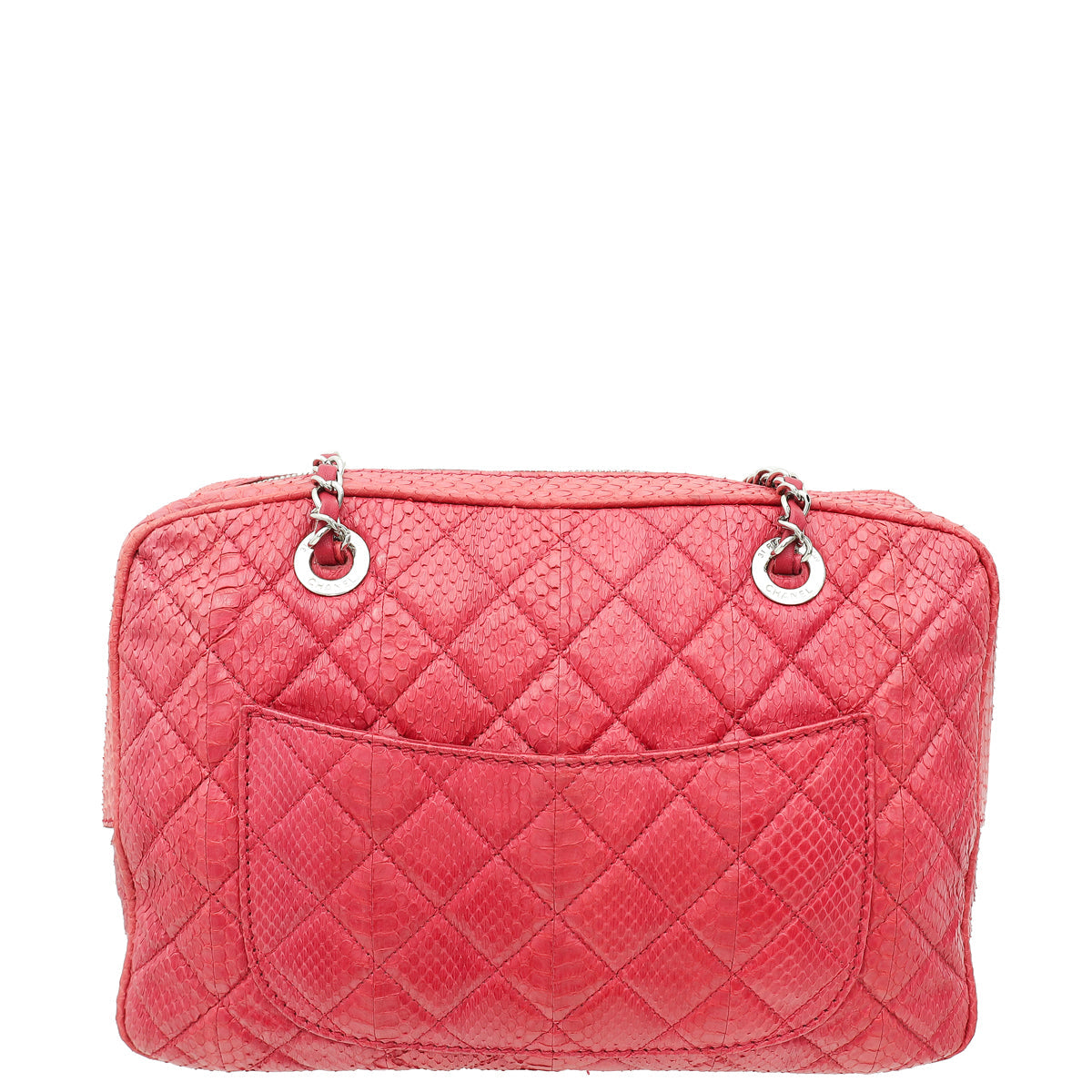 Chanel Fuchsia CC Python Camera Case Large Bag