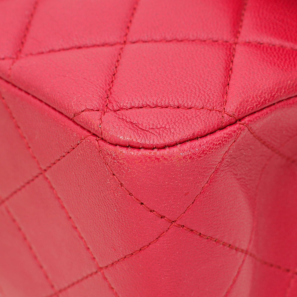 Chanel Raspberry CC Classic Double Flap Medium Bag