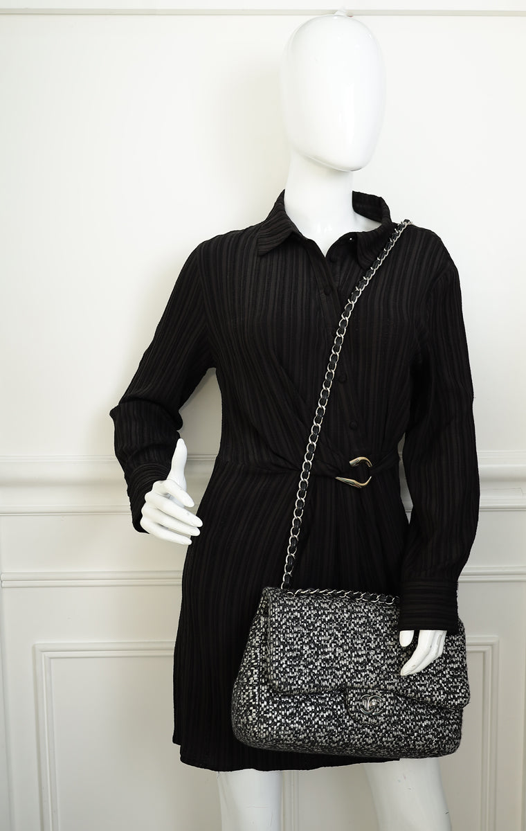 Chanel Bicolor Tweed Double Flap Jumbo Bag