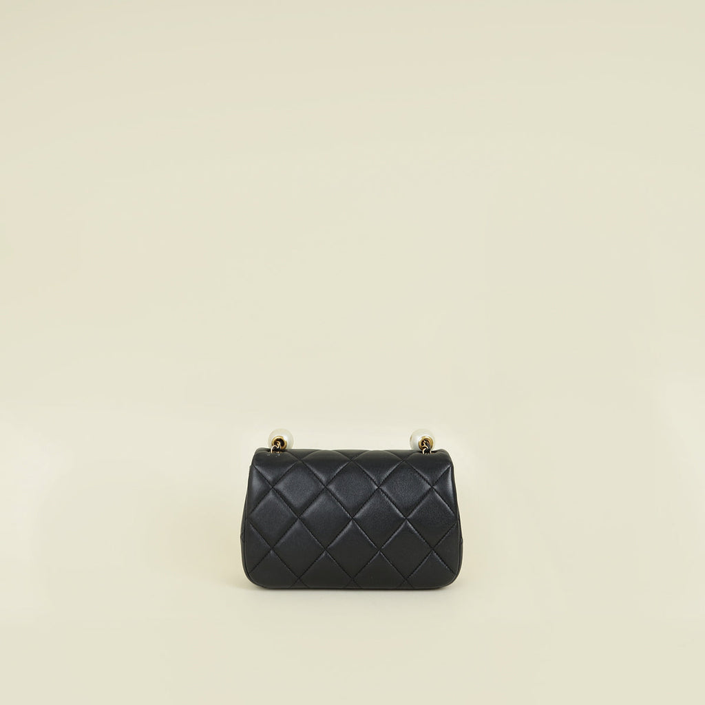 Chanel Black Double Pearly Flap Bag