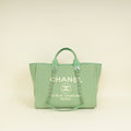 Chanel Green CC Deauville Mix Fabric Medium Tote Bag