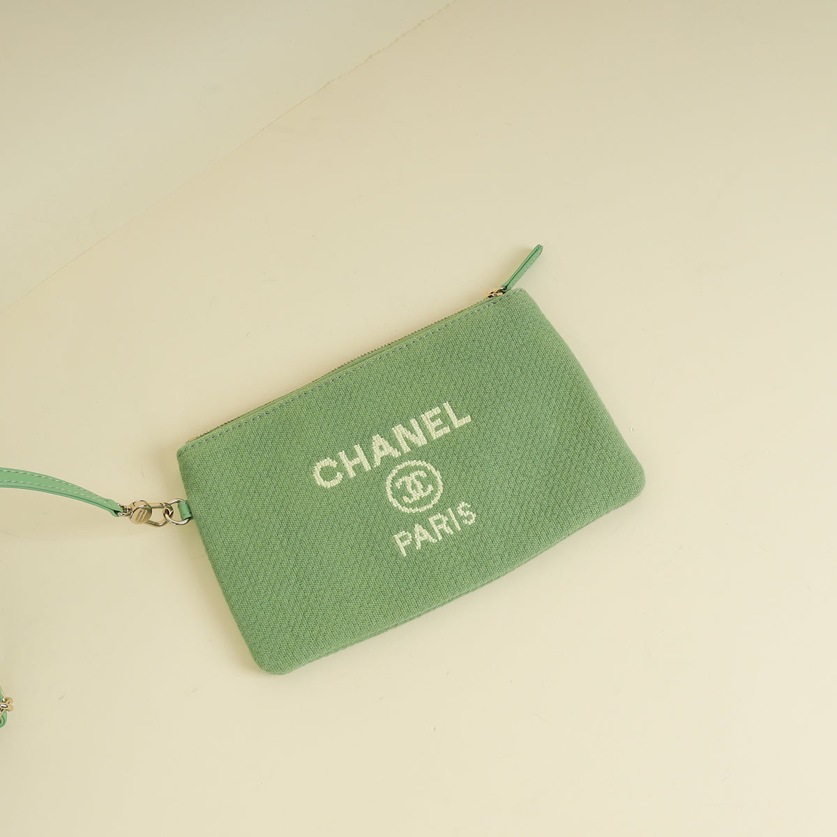 Chanel Green CC Deauville Mix Fabric Medium Tote Bag