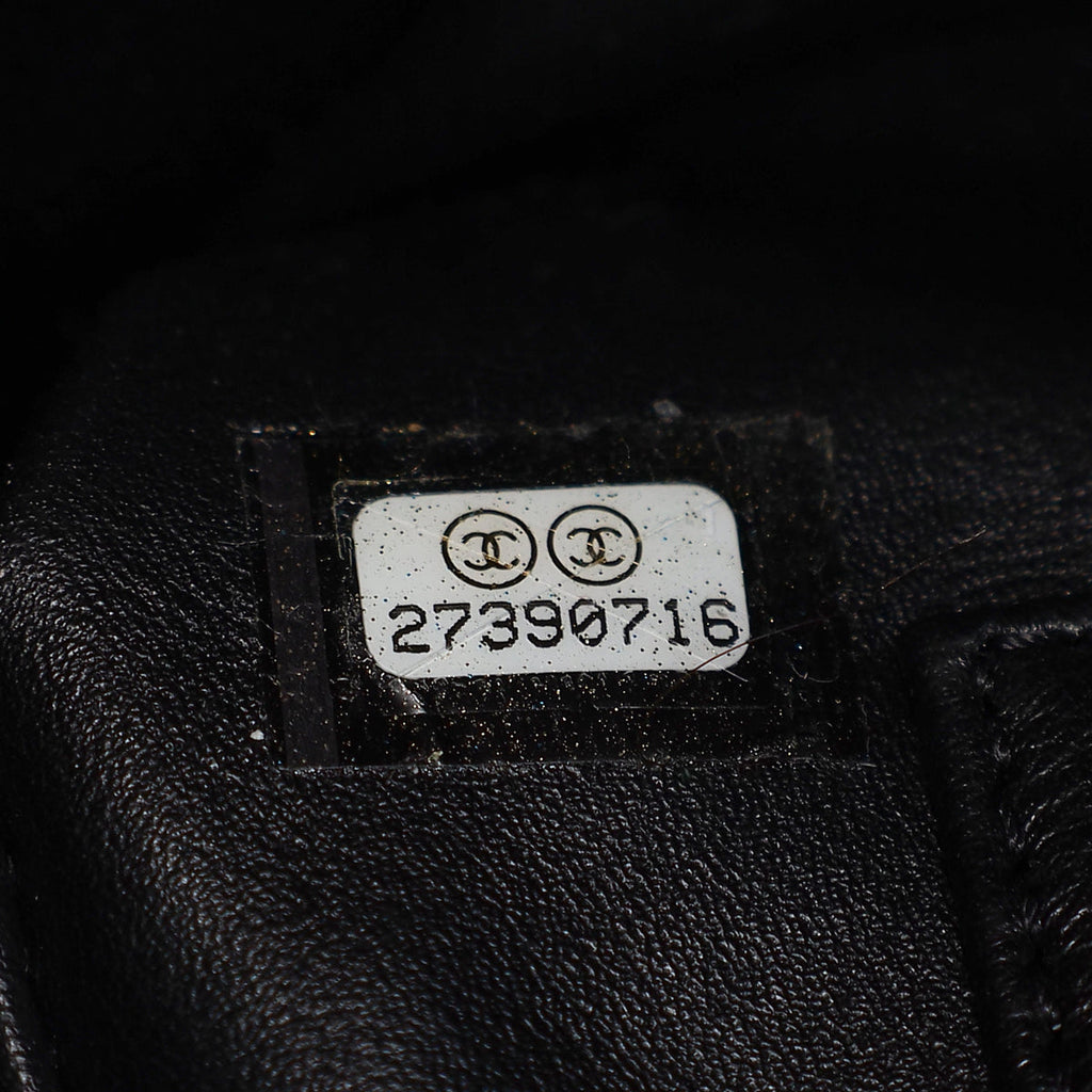 Chanel Black CC Coco Handle Caviar Bag with Lizard Handle