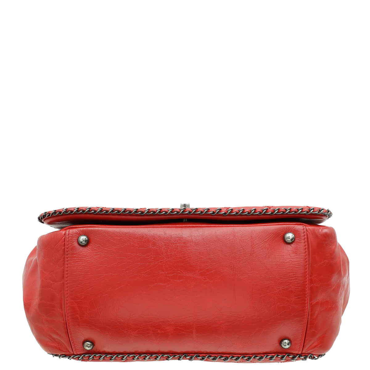 Chanel Red CC Enchained Accordion Flap Quilted Bag