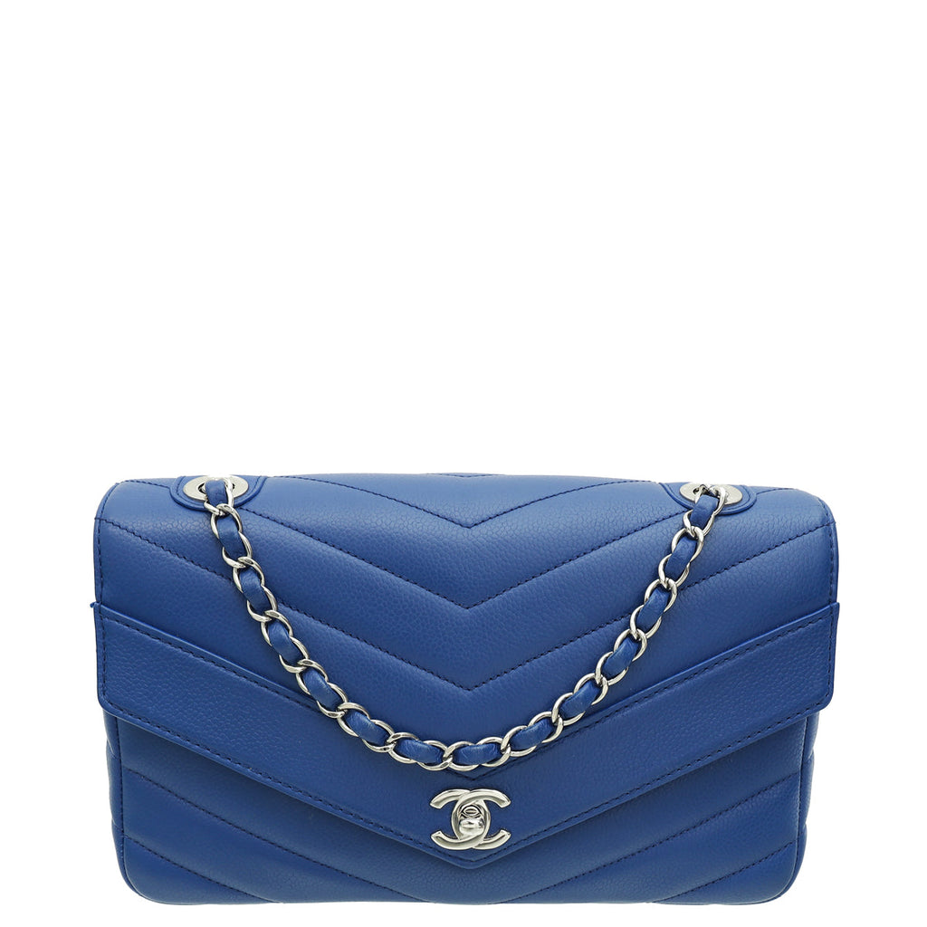 Chanel Royal Blue Lady Chevron Flap Bag