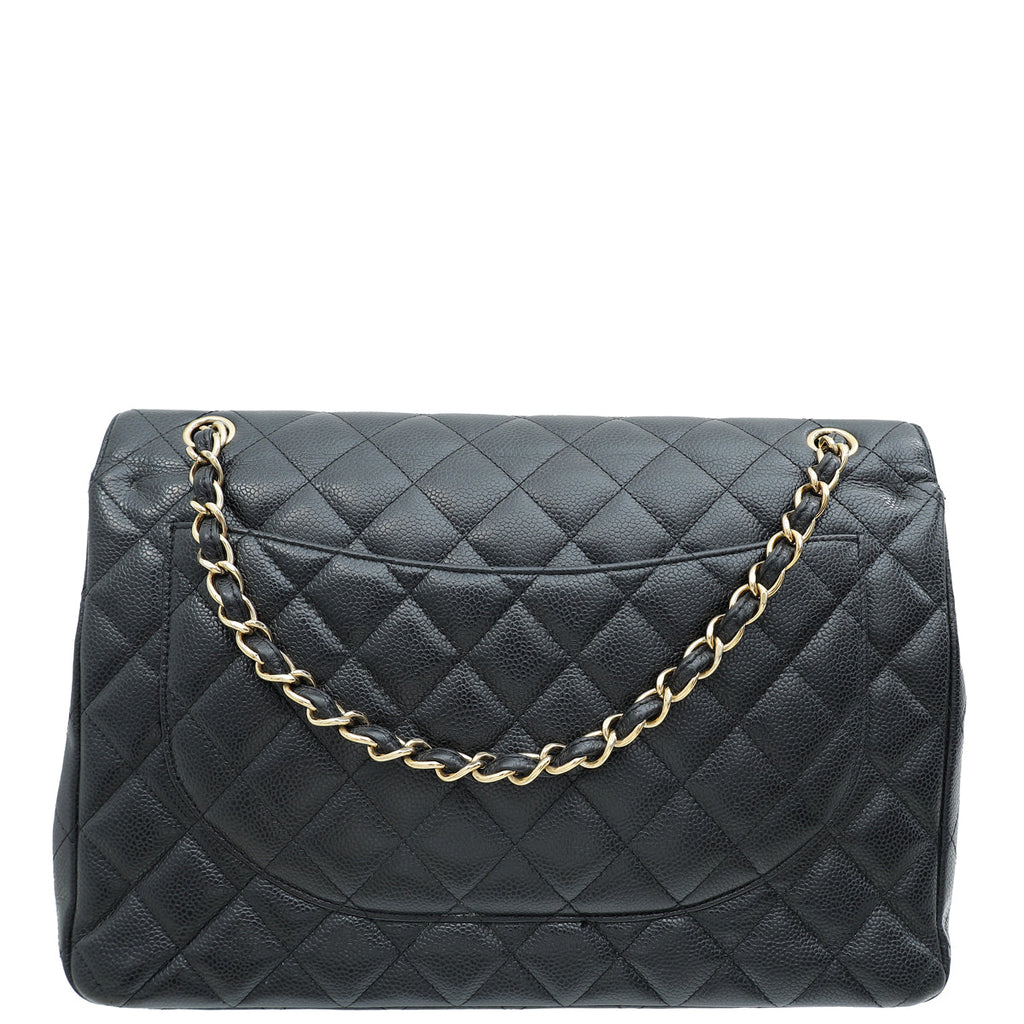 Chanel Black CC Classic Double Flap Maxi Bag