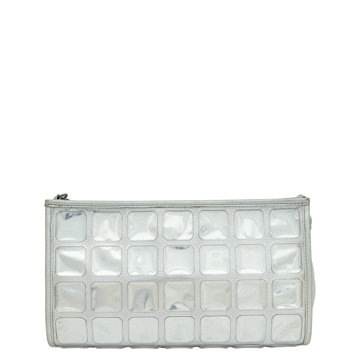 Chanel Silver CC Vinyl Ice Cube Pochette